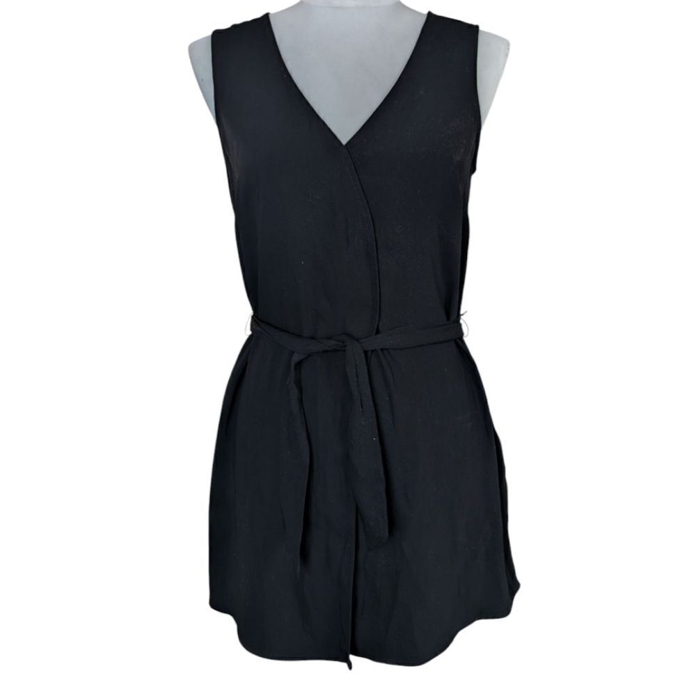 Ever New Unique black belted tunic top v-neck size 2